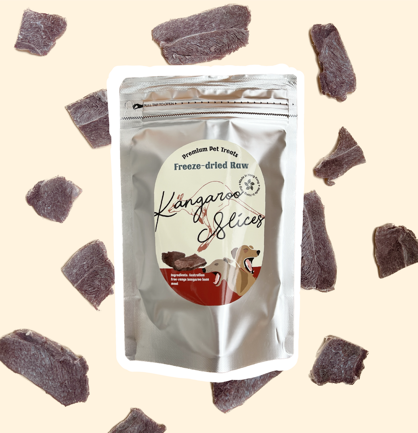 Freeze-dried Kangaroo Slices 凍乾走地袋鼠肉