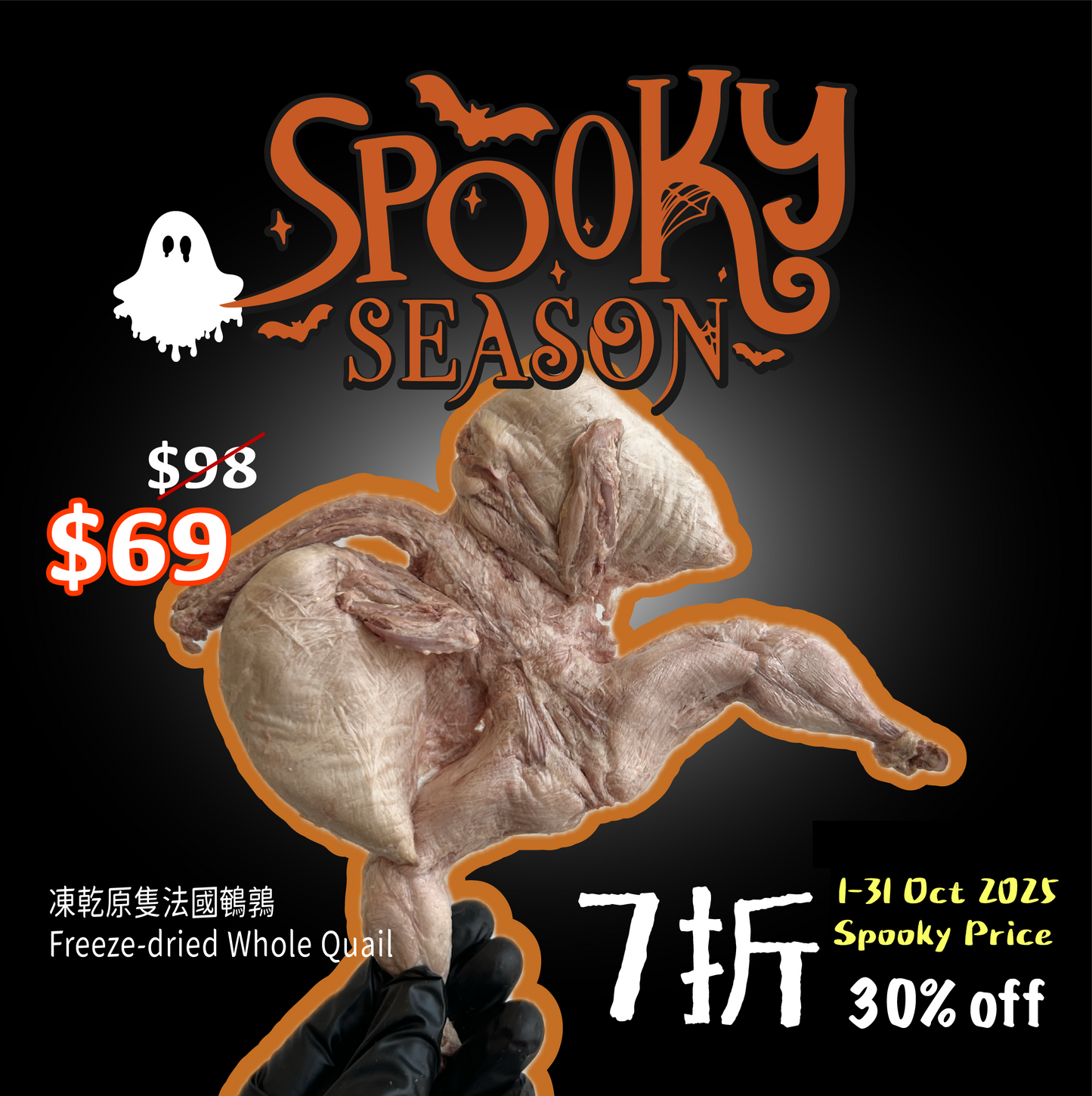 👻Halloween Sale🕸️ Freeze-dried Whole French Quail (skin off) 凍乾原隻法國鵪鶉(去皮)
